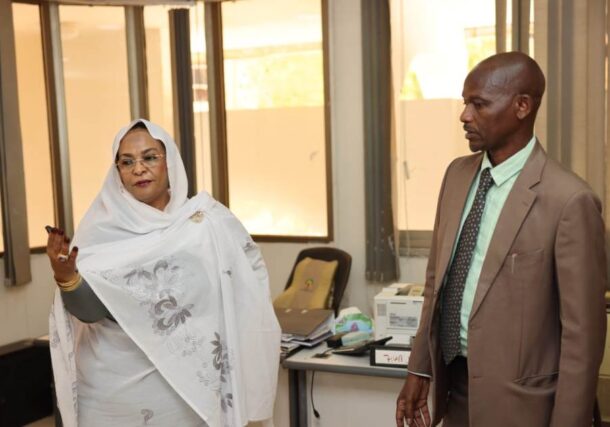The Governor of the Central Bank of Sudan and the Managing Director of the Bank Deposit Guarantee Fund during the launch of the fund's activities in Khartoum on July 11, 2026