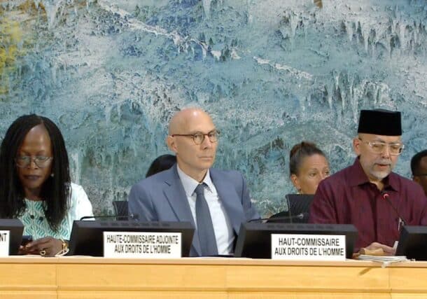United Nations High Commissioner for Human Rights Volker Turk participates at an urgent debate on Sudan's El Obeid in Geneva on July 4, 2026