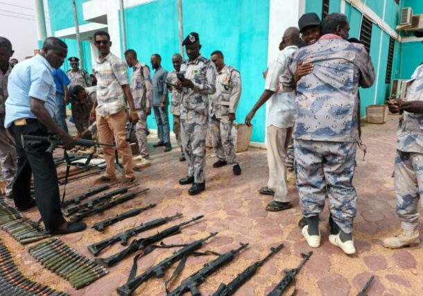 Seized firearms and heavy ammunition, following a security operation targetting human traffikers gangs in Khartoum, on July 23, 2026