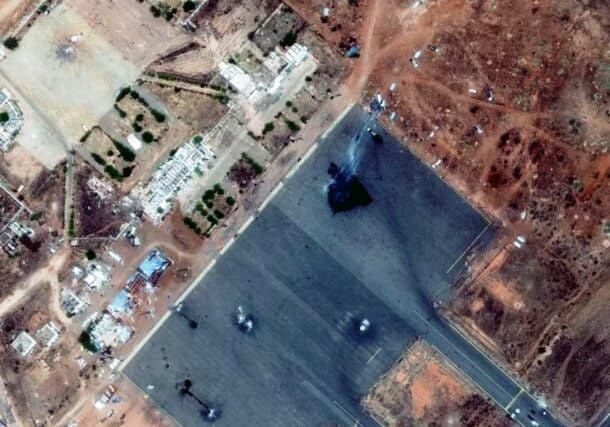 A satellite image of Nyala airport on May 6, 2025, Vantor Handout via Reuters