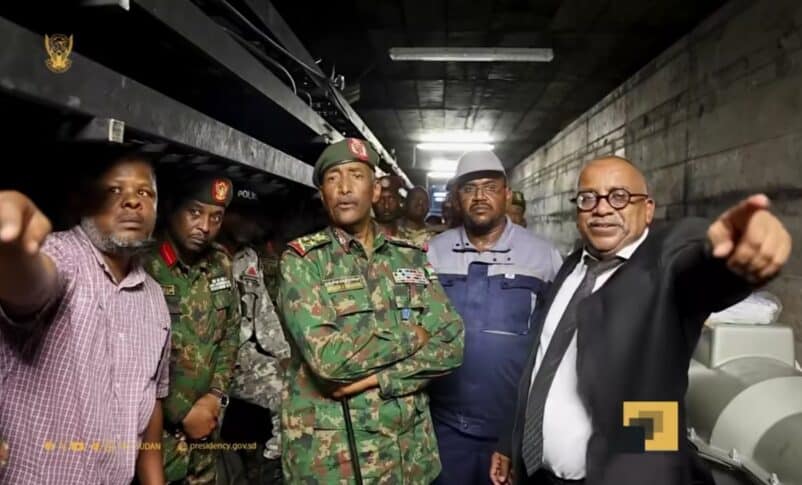 Sudan's Transitional Sovereign Council head and army chief Abdel Fattah al-Burhan inspects ongoing repair work at the Merowe Dam, Sudan, August 16, 2026.