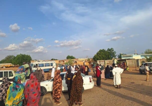 Civilians displaced from Um Arada arrive in El Obeid, Sudan, August 14, 2026, following clashes in the area.