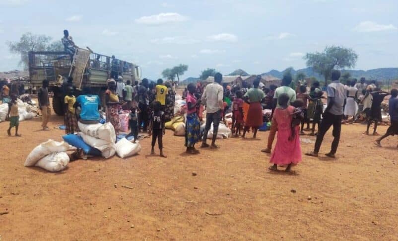 Displced people arrived in Anmabung, South Kordofan after fleeing Kauda on August 19, 2026