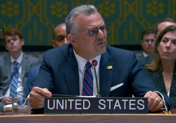 Massad Boulos speaks at the UNSC meeting on August 24, 2026