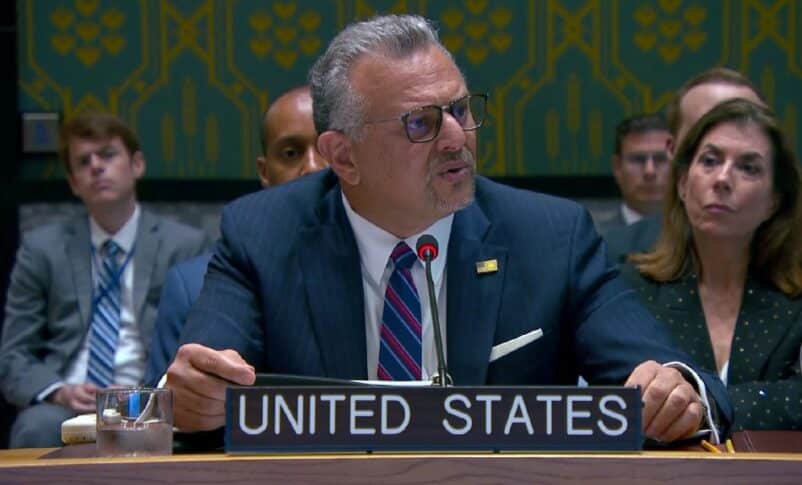 Massad Boulos speaks at the UNSC meeting on August 24, 2026