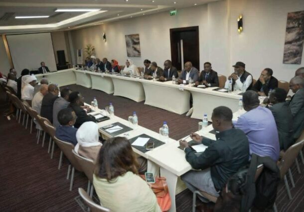 Representatives of Sudanese political forces attend a meeting to discuss a call for dialogue by Sudan's army chief Abdel Fattah al-Burhan, in Addis Ababa, Ethiopia, August 22, 2026.