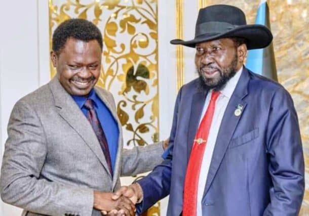President Salva Kiir shakes hands with Darfur Governor Minni _Minawi on August 17, 2026