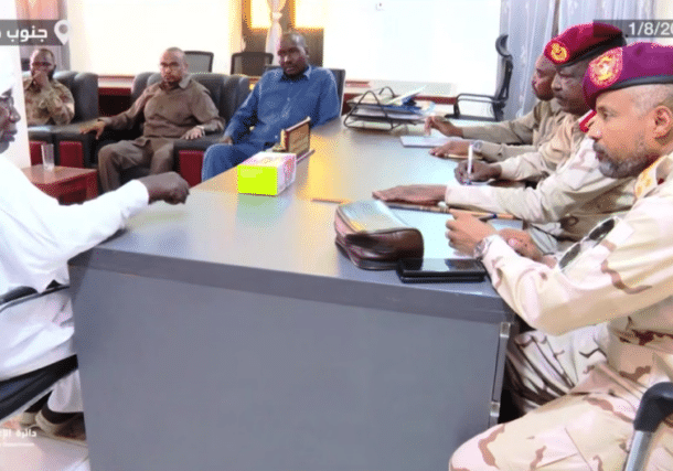 Shartai Ibrahim Abdallah Mohamed meets RSF recuitment committee in Nyala on August 1, 2026