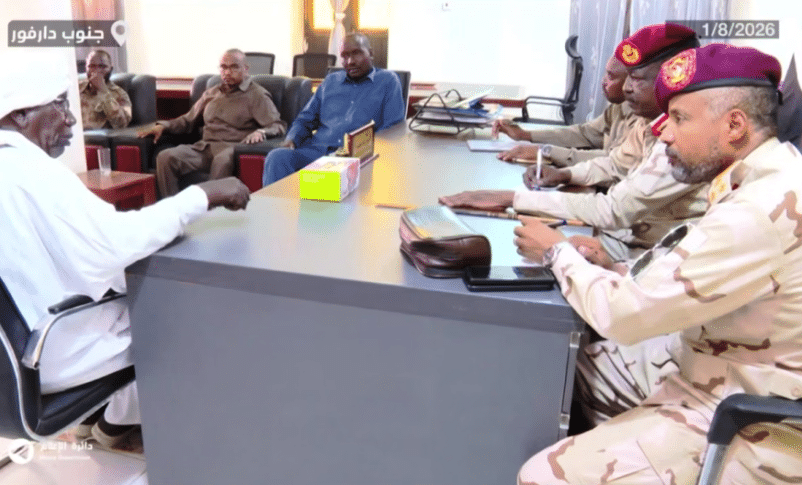 Shartai Ibrahim Abdallah Mohamed meets RSF recuitment committee in Nyala on August 1, 2026