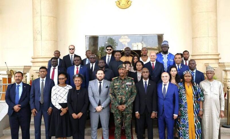 Sudan's Burhan pose with the visiting African Union delegation on August 16, 2026