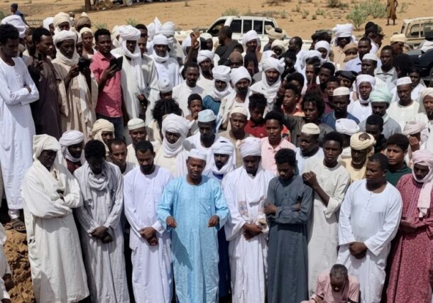 Residents mourns the victims of the drone attack in Ghurra Zawia area of Kabkabiya on August 2, 2026-
