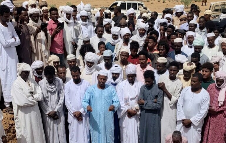 Residents mourns the victims of the drone attack in Ghurra Zawia area of Kabkabiya on August 2, 2026-