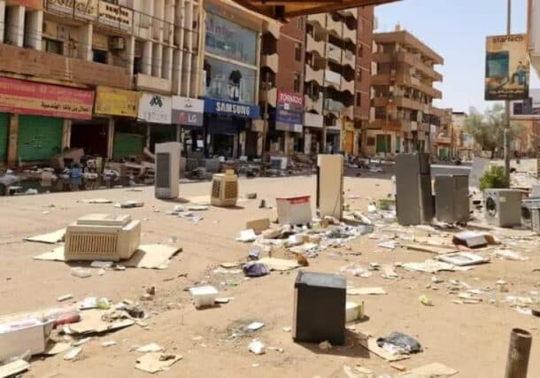 A view of Al-Hurriya Street market following the outbreak of fighting and widespread looting, in Khartoum, Sudan, on July 14, 2025 Al Arabiya photo