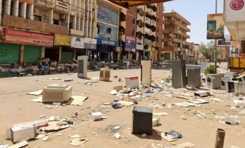 A view of Al-Hurriya Street market following the outbreak of fighting and widespread looting, in Khartoum, Sudan, on July 14, 2025 Al Arabiya photo