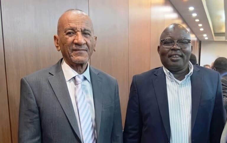 Abdel Wahd al-Nur, SLM-AW leader, and Mohamed Badreldin, PCP deputy secretary general, in Addis Ababa on September 13, 2026