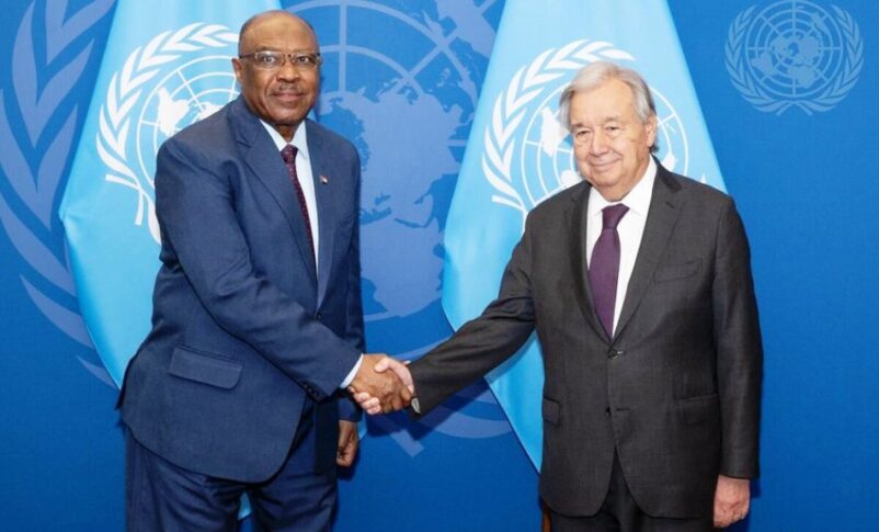 Antonio Guterres, UN SG shakes hands with Mohieldin Salim Sudan's FM in News York on September 24, 202; UN photo