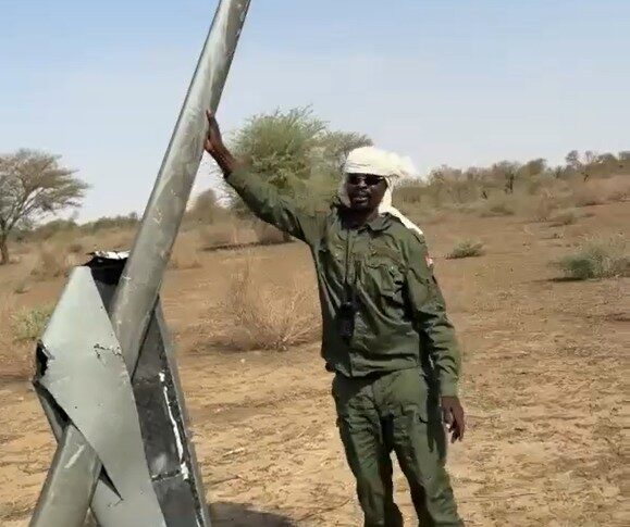 A drone downed in North Kordofan on Sept 24, 2026
