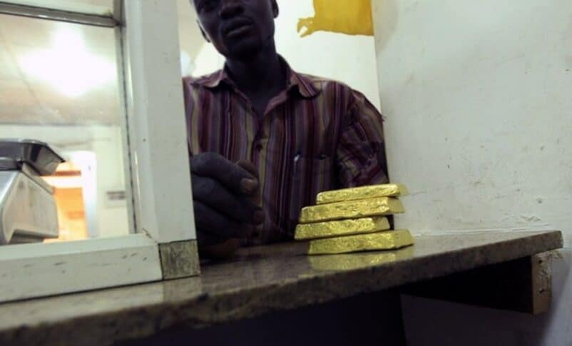 Gold bullion blocks are pictured at a gold laboratory counter in the gold market in Khartoum July 15, 2012. Reuters photo.