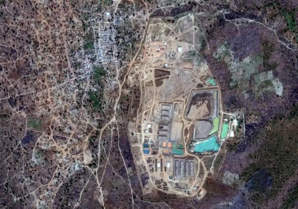Satellite imagery analyzed by The Times shows ongoing activity at an Al Junaid gold plant 35 miles south of Songo. Photo Maxar Technologies