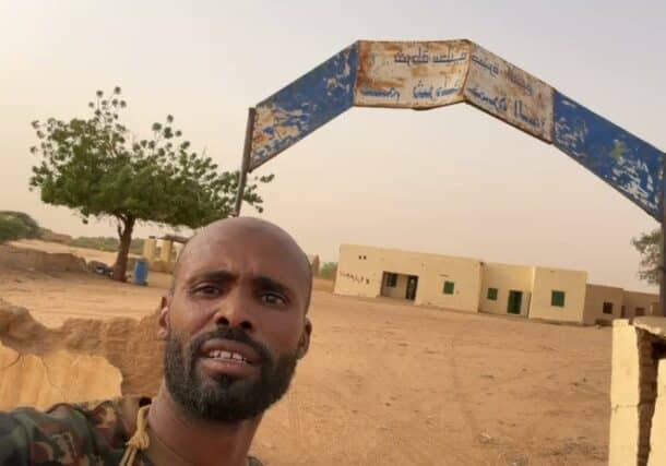 Sudanese army office speaks from Hamrat Al Wiz police headquarters, North Kordofan on Sept 6, 2026