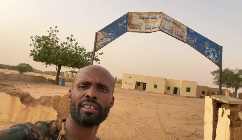 Sudanese army office speaks from Hamrat Al Wiz police headquarters, North Kordofan on Sept 6, 2026