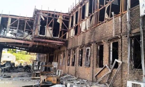 The ruins of Sudan's national radio headquarters in Omdurman, destroyed during fighting by the Sudanese army and the RSF paramilitary group