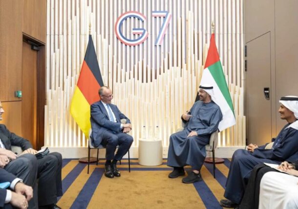 Friedrich Merz, German Chancellor, met with UAE President Mohamed bin Zayed Al Nahyan on the sidelines of the G7 Summit in Évian-les-Bains, France. on June 17, 2026
