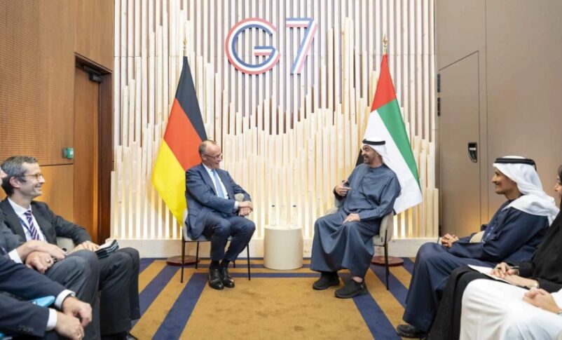 Friedrich Merz, German Chancellor, met with UAE President Mohamed bin Zayed Al Nahyan on the sidelines of the G7 Summit in Évian-les-Bains, France. on June 17, 2026