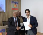 Yasir Arman, SPLM-RDC leader (L) shakes nads with Vittorio Di Trapani, President of the Federazione Nazionale Stampa Italiana in Rome on September 16, 2026
