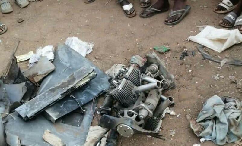 The wreckage of a drone intercepted by the Sudanese army lies on the ground in Omdurman, Sudan, September 10, 2026.
