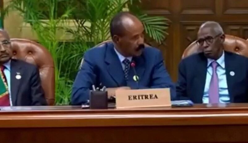Eritrean President Isaias Afwerki speaks during the quartet meeting on Sudan in Egypt, October 4, 2026.