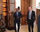 Osman Mirghani, spokesman for the dialogue preparatory committee, receives French special envoy Jean-Marie Safa in Khartoum, Sudan, October 18, 2026.