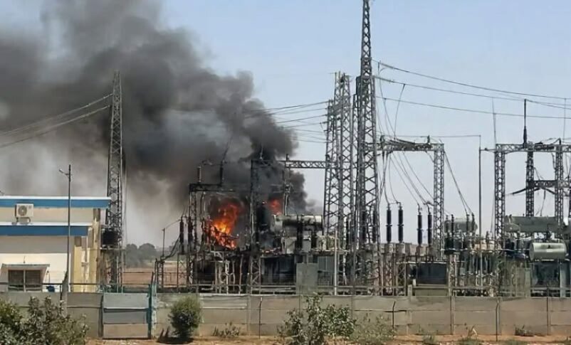 Haya power station burning after a drone strike on Oct 31, 2025