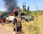 RSF vehicles burn as Sudanese army forces repel an attack in the Sally area of the Blue Nile region, October 20, 2026