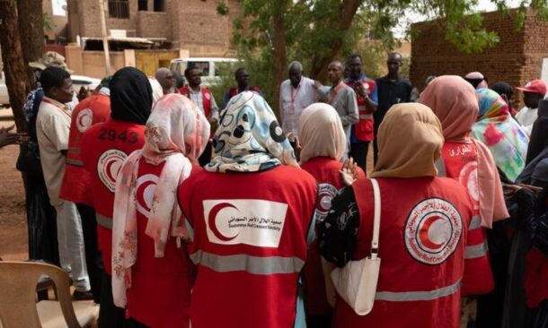 Sudanese Red Crescent volunteers gather in Khartoum before carrying out humanitarian activities , IFRC file photo