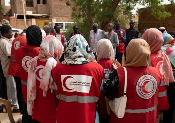 Sudanese Red Crescent volunteers gather in Khartoum before carrying out humanitarian activities , IFRC file photo