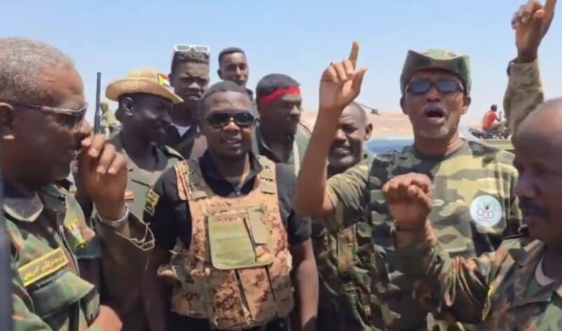 Members of the Sudanese armed forces celebrate after capturing Al-Mazroub from the paramilitary RSF, in North Kordofan, October 2, 2026
