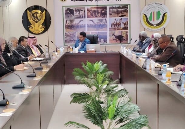 Sudan's Minister of Animal Resources and Fisheries, Ahmed Al-Tijani Al-Mansouri, meets with Abdul Jalil Samir, the Chief Executive Officer of Future Union Holding in Khartoum on Oct 15, 2026
