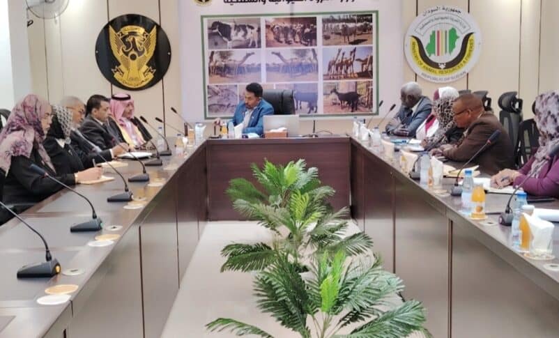 Sudan's Minister of Animal Resources and Fisheries, Ahmed Al-Tijani Al-Mansouri, meets with Abdul Jalil Samir, the Chief Executive Officer of Future Union Holding in Khartoum on Oct 15, 2026