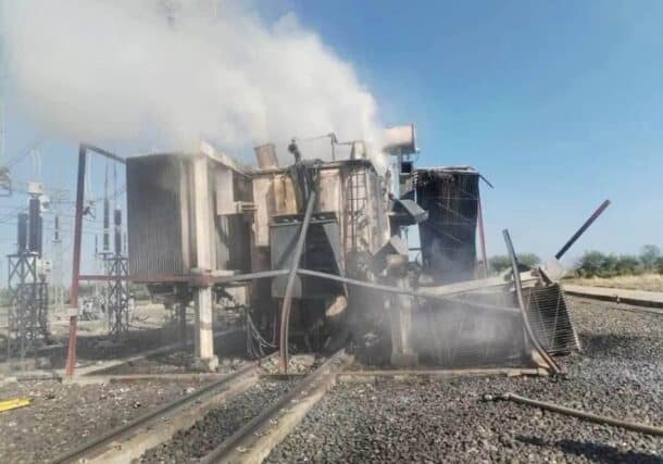 Um Dabaker thermal power station in Rabak, White Nile state after a drone strike on Oct 29, 2026